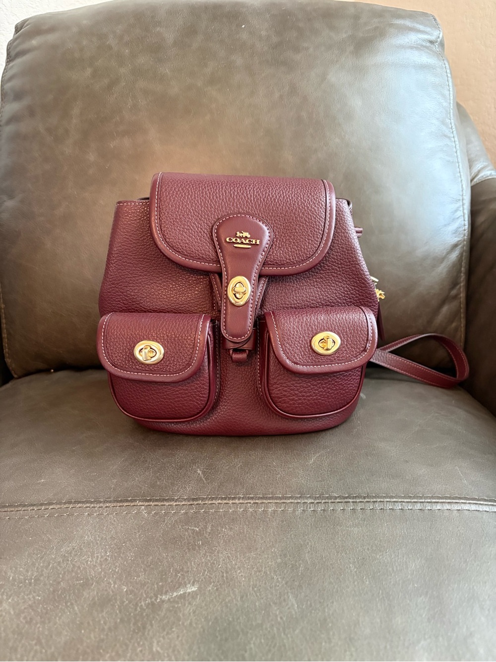 Coach Hadley Backpack in Merlot with matching wallet